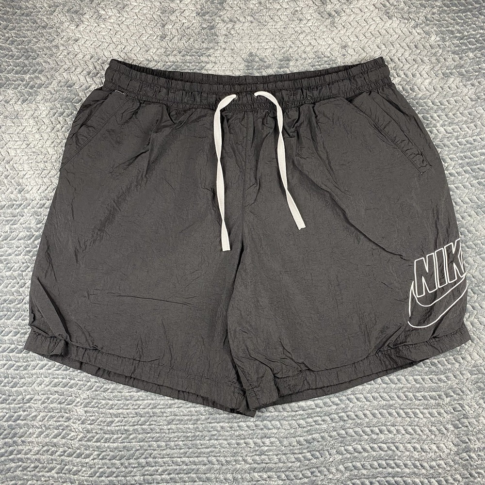 Nike Shorts Mens 4XL Black Crinkle Nylon Graphic Logo Sportswear